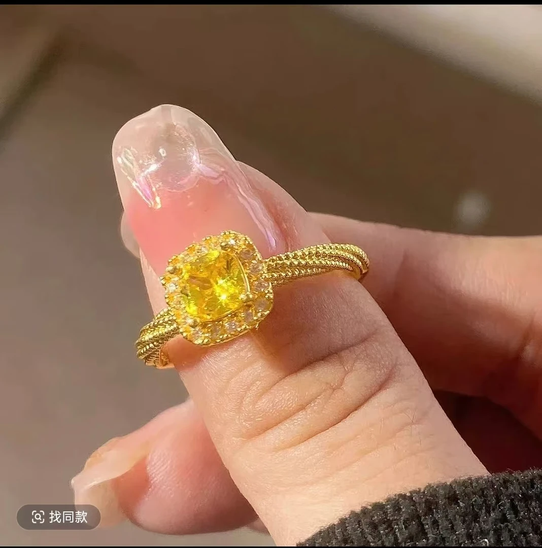 戒指  时尚网红爆款小方糖戒指 可调节高级感ins礼物不掉色l1