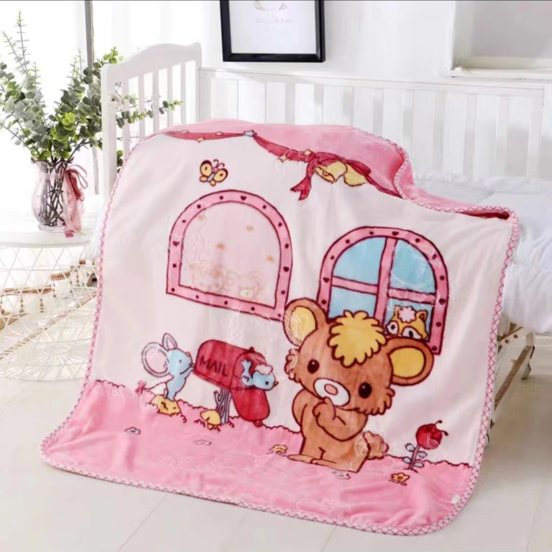 100*130 粉色 猫和老鼠 北欧卡通风格云毯盖毯毛毯秋冬宝宝毯
