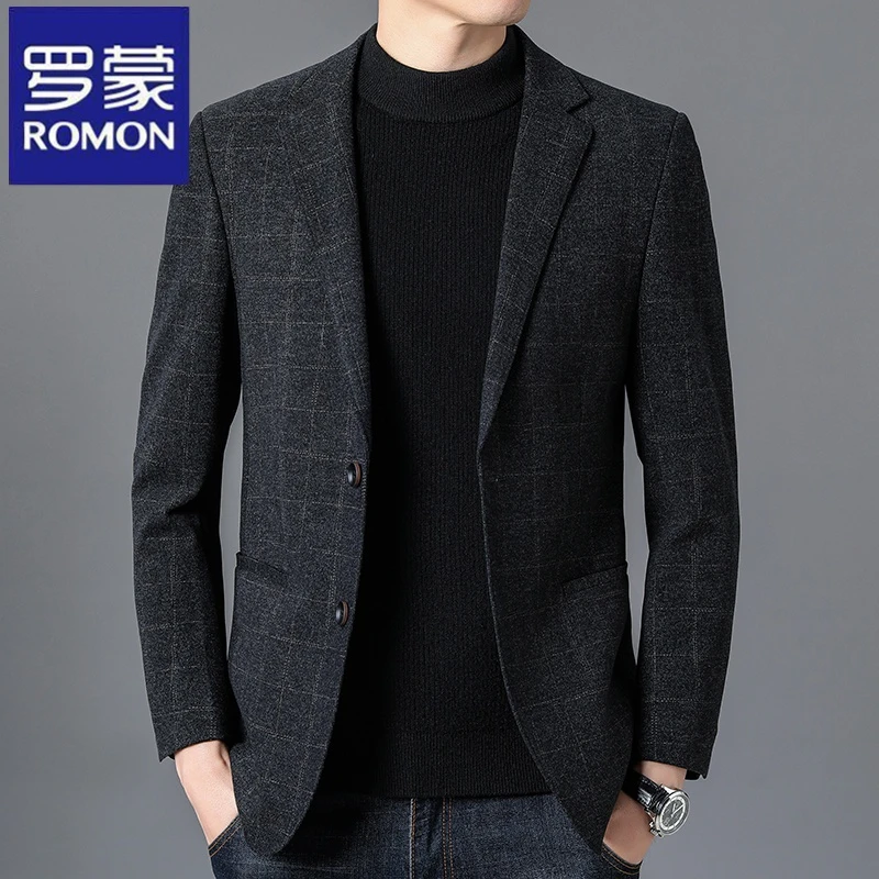 罗蒙休闲男士商务小西装高档中青年时尚呢子韩版修身上衣潮流外套
