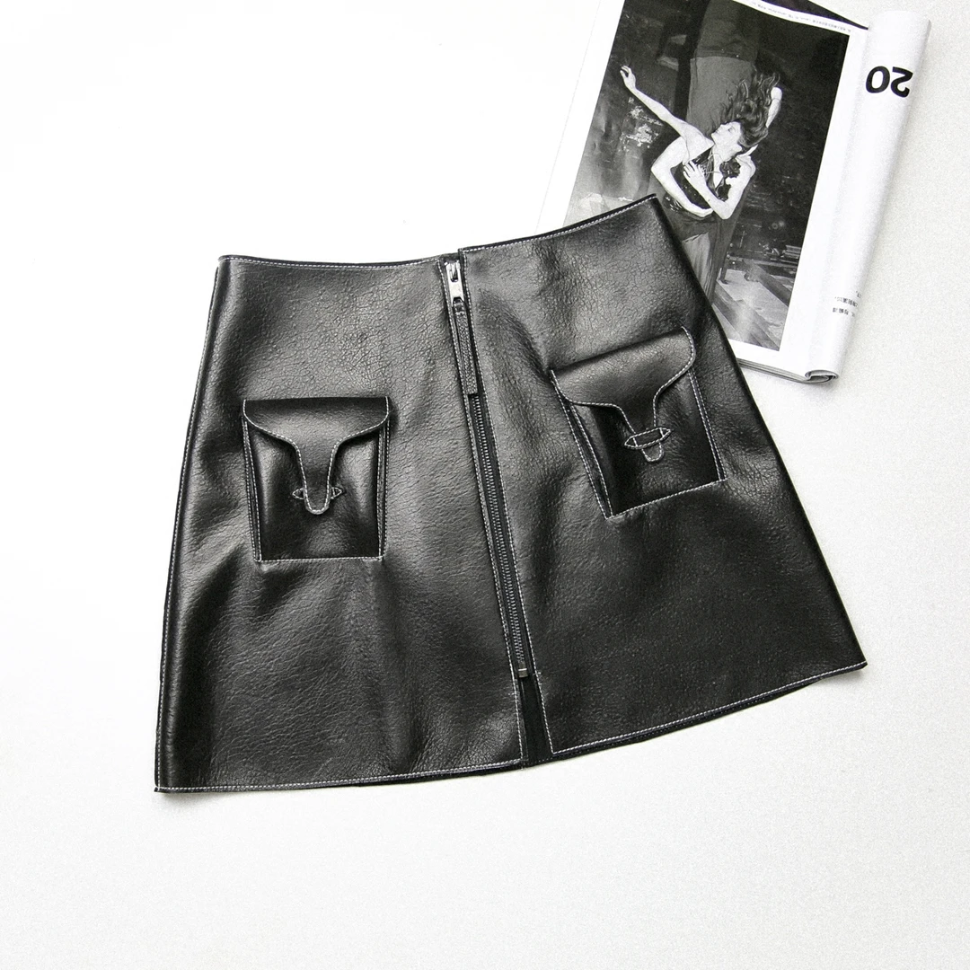 真皮半身裙短裙绵羊皮2024秋冬新款
