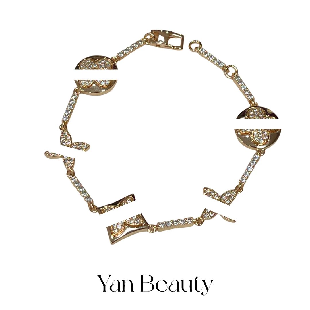 N144 时尚百搭简约气质轻奢小众镶嵌满钻五花手链女