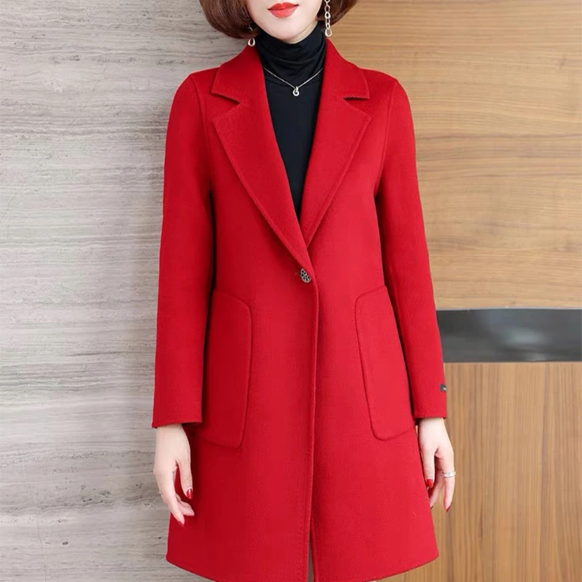 LORANMY/麦罗兰秋冬新款气质修身小个子高端双面绵羊毛大衣916