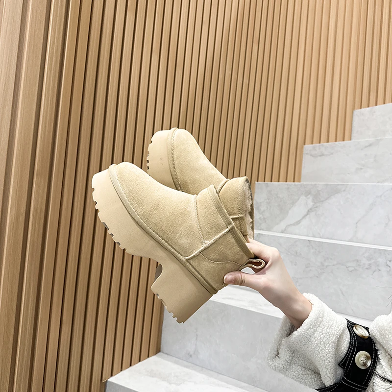 厚底雪地靴女2024年秋冬新款增高加厚保暖百搭时尚棉靴休闲加绒鞋