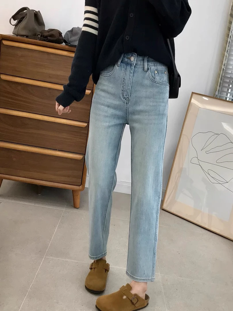 十三行高腰加绒烟管裤