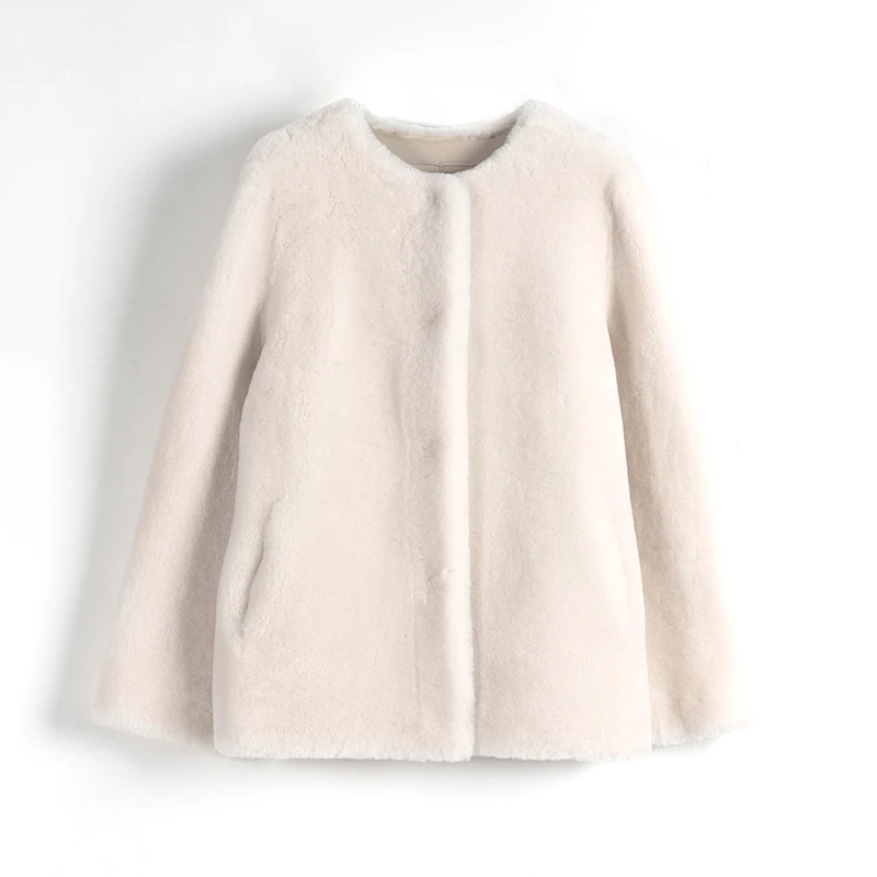 Clophilos“白月光”简约皮毛一体皮草外套2323