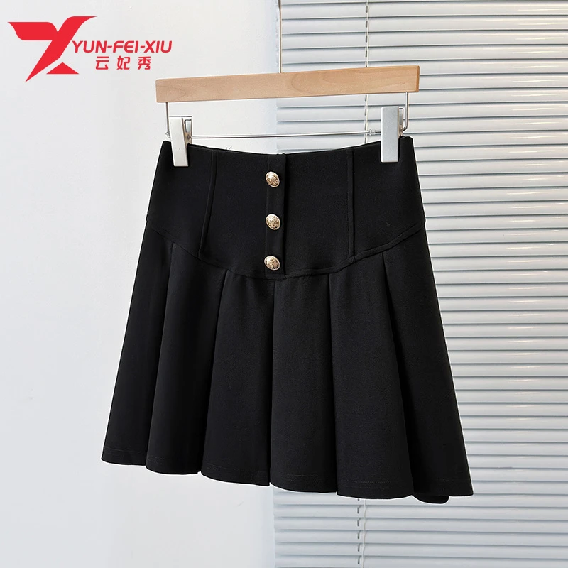 云妃秀大码女装半身裙休闲气质百搭学院风高腰时尚显瘦23135