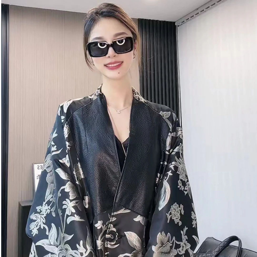 【欣欣严选】人间富贵花拼接休闲绵羊皮设计显瘦气质秋季女士外套