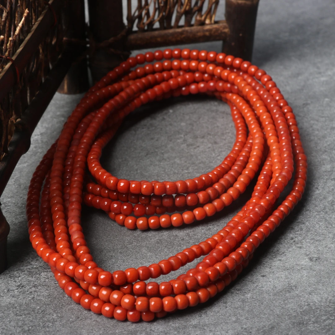 【蚂蚁珠宝】4mm左右南红玛瑙老型珠多圈一条n583（多样性发其一）