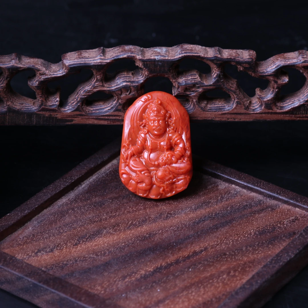 【石语珠宝】南红玛瑙雕刻22-23mm左右黄财财牌配饰吊坠一个v374