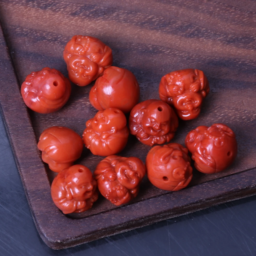 【蚂蚁珠宝】南红玛瑙雕刻12mm左右佛公上下孔配饰一个v405