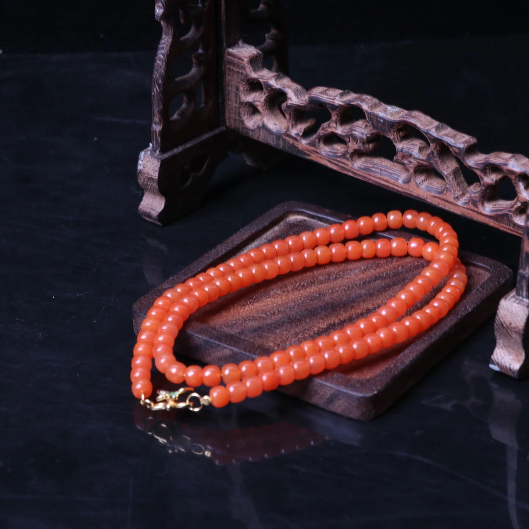 【蚂蚁珠宝】高品精美南红玛瑙5mm左右diy老型珠多圈项链一条d734