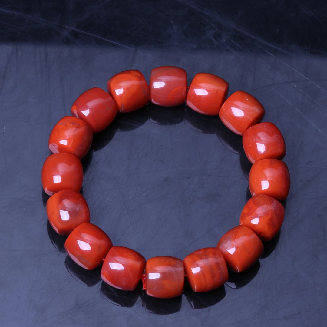 【蚂蚁珠宝】高品精美南红玛瑙14mm左右直切手串一条n664