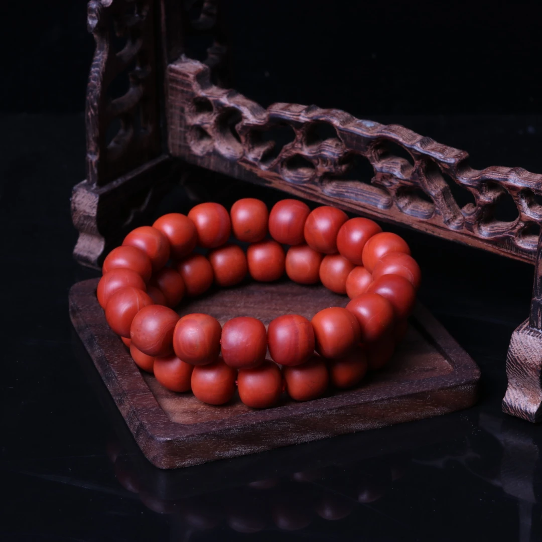 【蚂蚁珠宝】瓦西柔光火焰南红玛瑙12mm左右老型珠手串一条n622