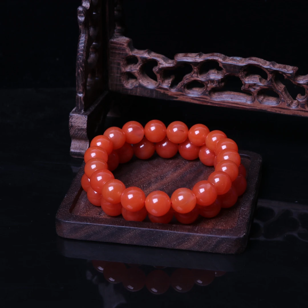 【蚂蚁珠宝】保山滴水洞南红玛瑙11mm左右圆珠手串一条n716