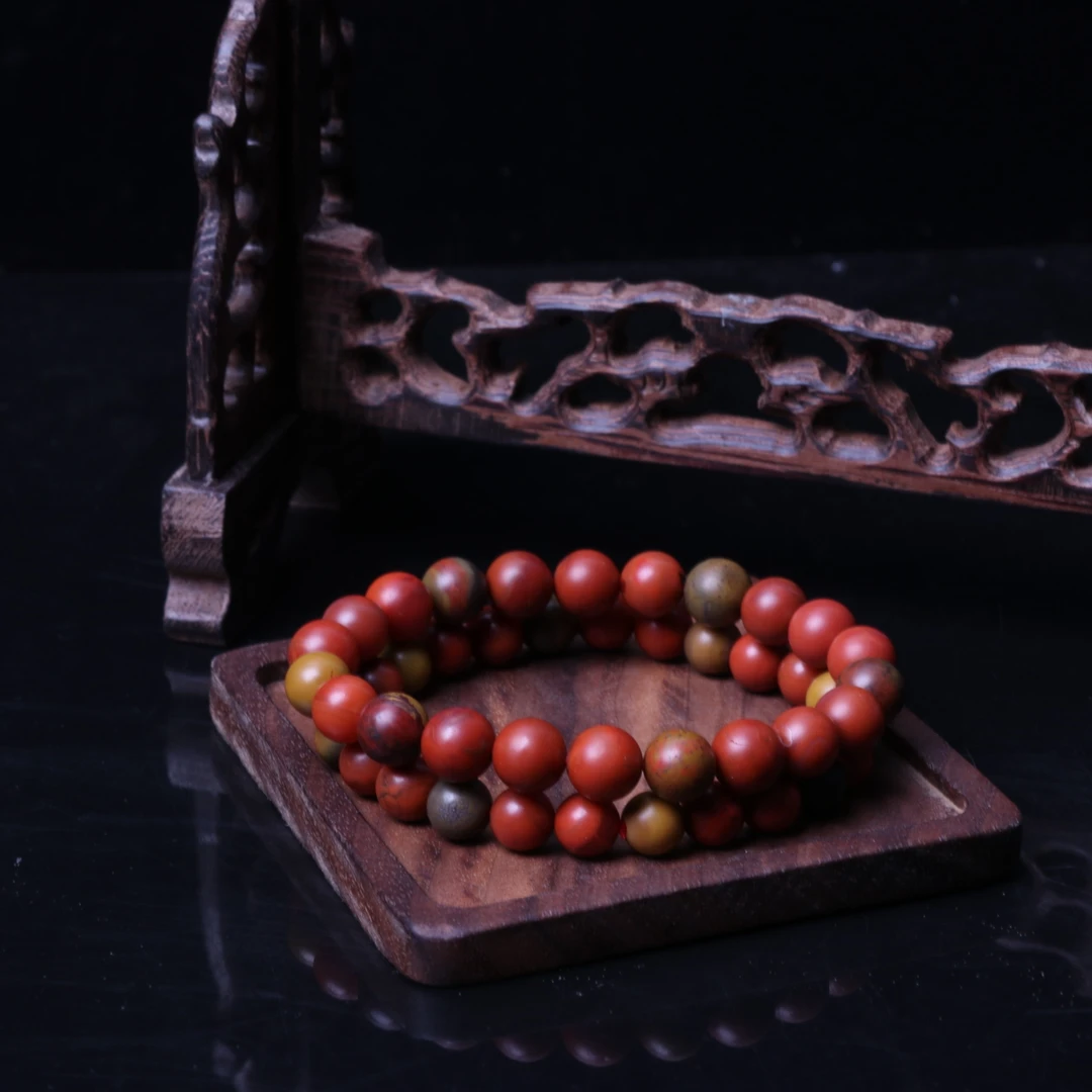 【蚂蚁珠宝】9mm左右包浆南红玛瑙圆珠手串一条n536（多样性发其一）