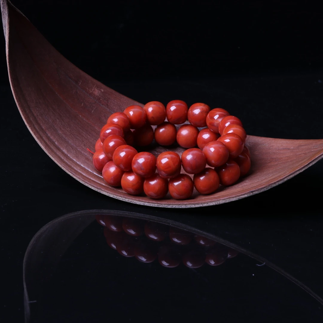 【蚂蚁珠宝】瓦西火焰南红玛瑙14mm左右老型手串一条n505