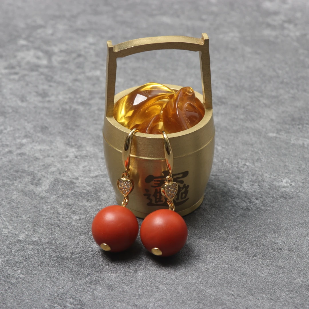 【蚂蚁珠宝】高品精美12mm左右南红玛瑙s925银耳饰一对v185