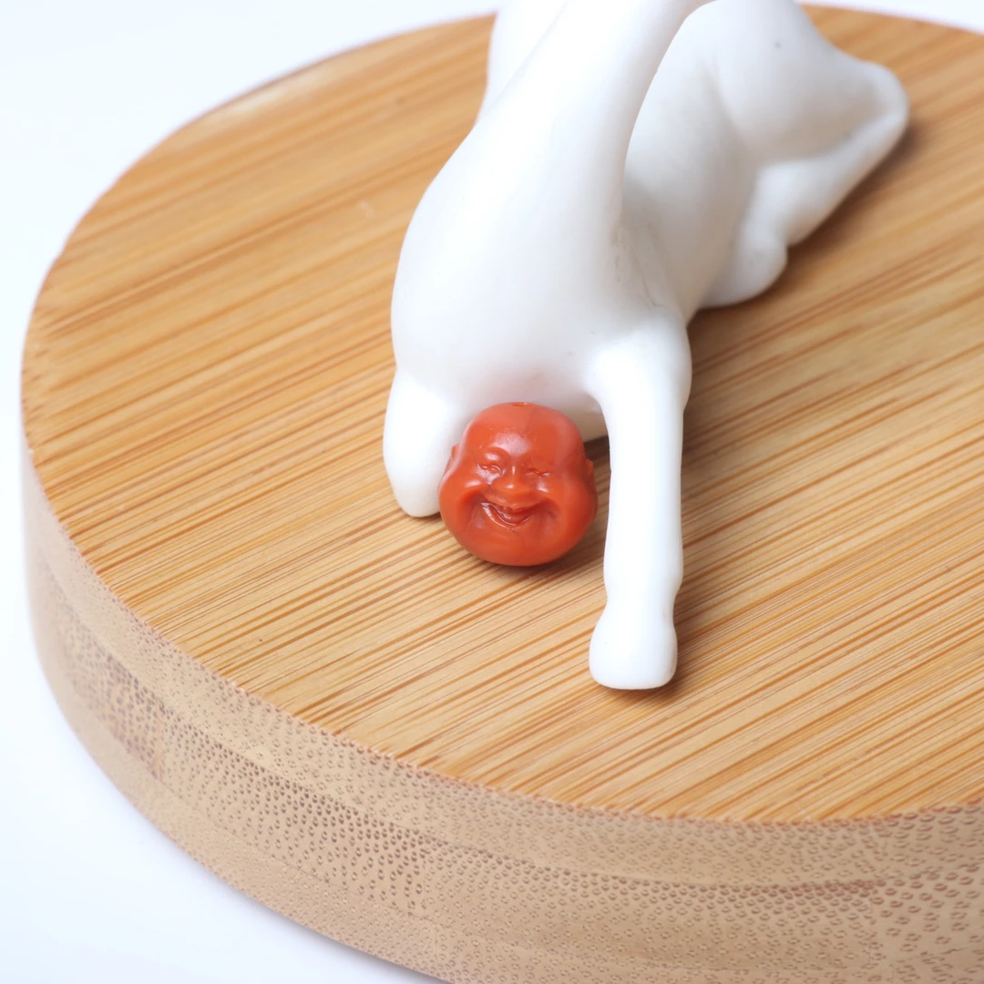 【蚂蚁珠宝】瓦西南红玛瑙精雕9mm左右弥勒佛单珠配饰一个2n551