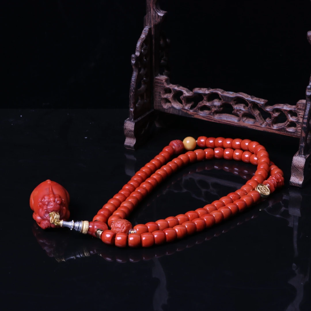 【蚂蚁珠宝】南红玛瑙9mm左右diy貔貅吊坠直切多圈项链一条d662
