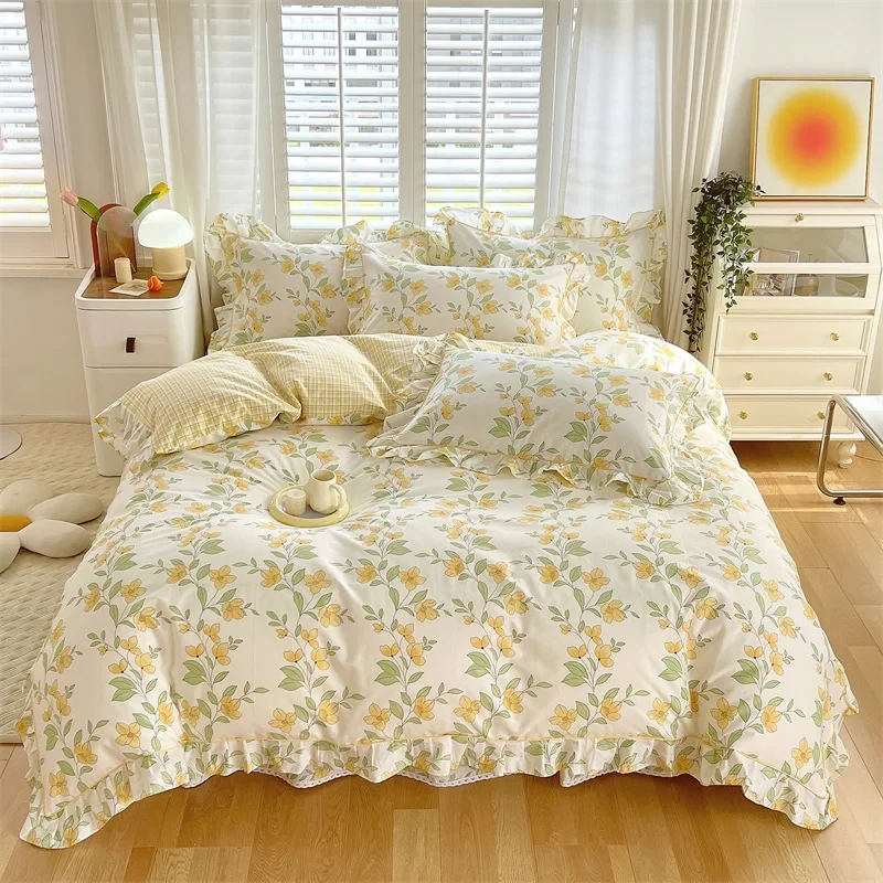 【真珍】陌上花开 春夏新款韩版公主风全棉纯棉小清新碎花四件套