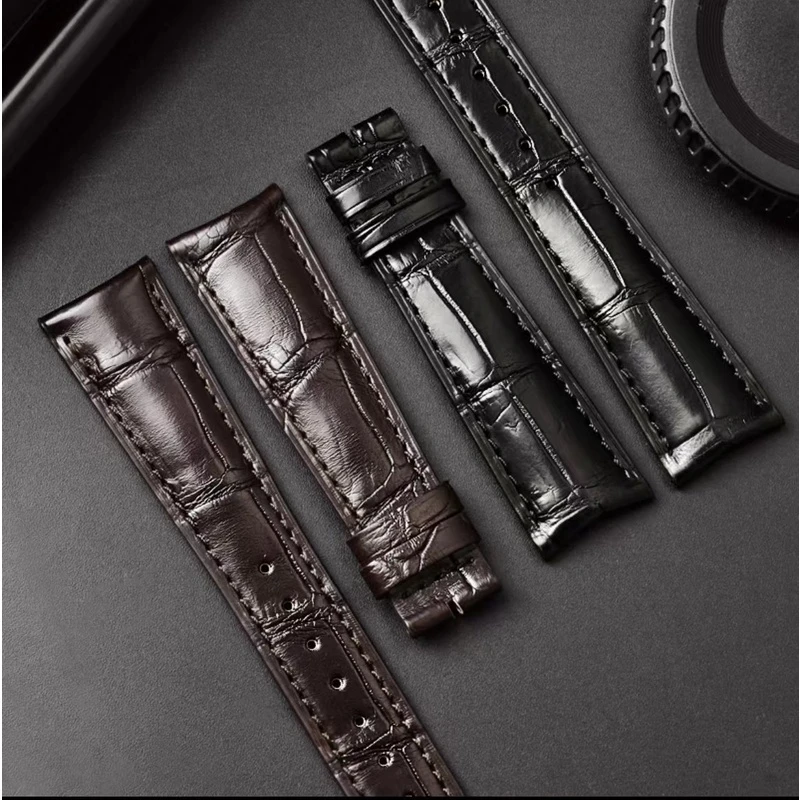 适用积家约会系列大师系列真皮表带各系列鳄鱼皮手工表带黑色