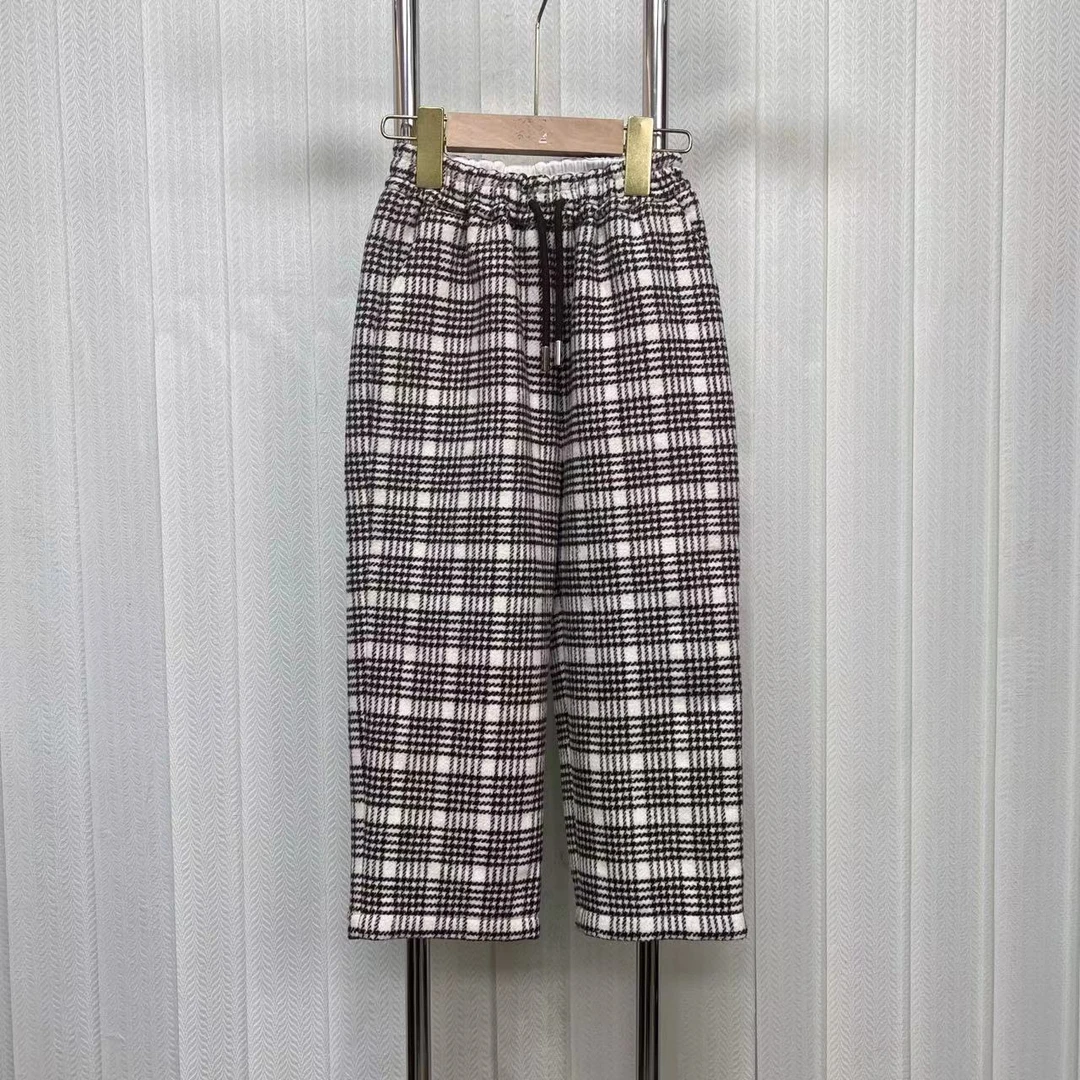 【2231】咖色格子毛呢休闲裤B1-3/19