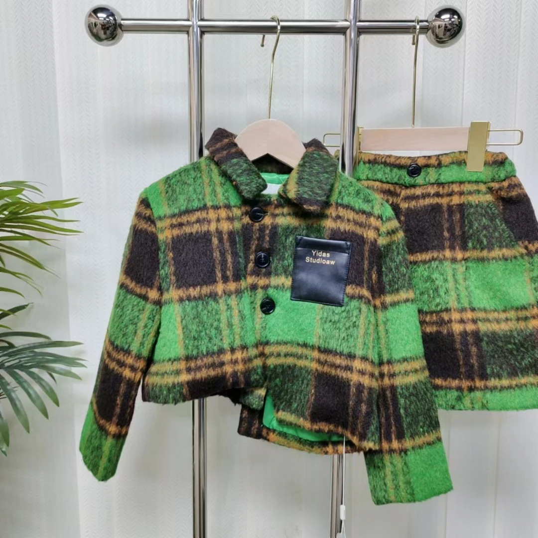 【W166/1108】绿色毛呢套装B6-9/B8-1