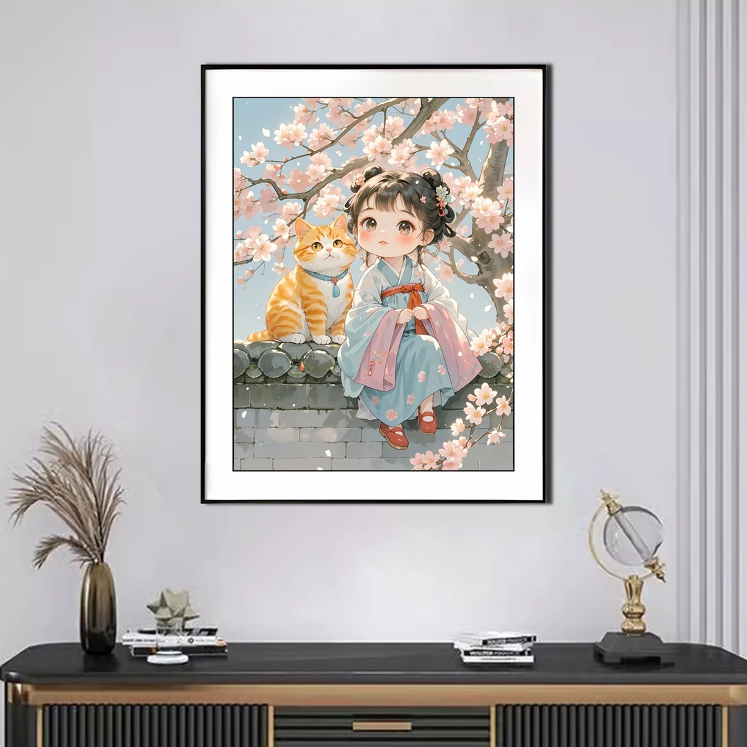 【新疆长绒棉绣布】6676两小无猜十字绣大格60x80厘米满绣61种绣线