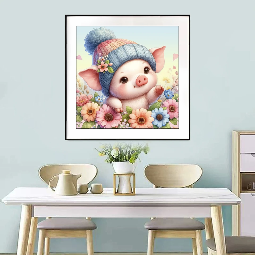 【新疆长绒棉双纱棉礼盒版】6297温馨小猪十字绣大格60*60小格38*38