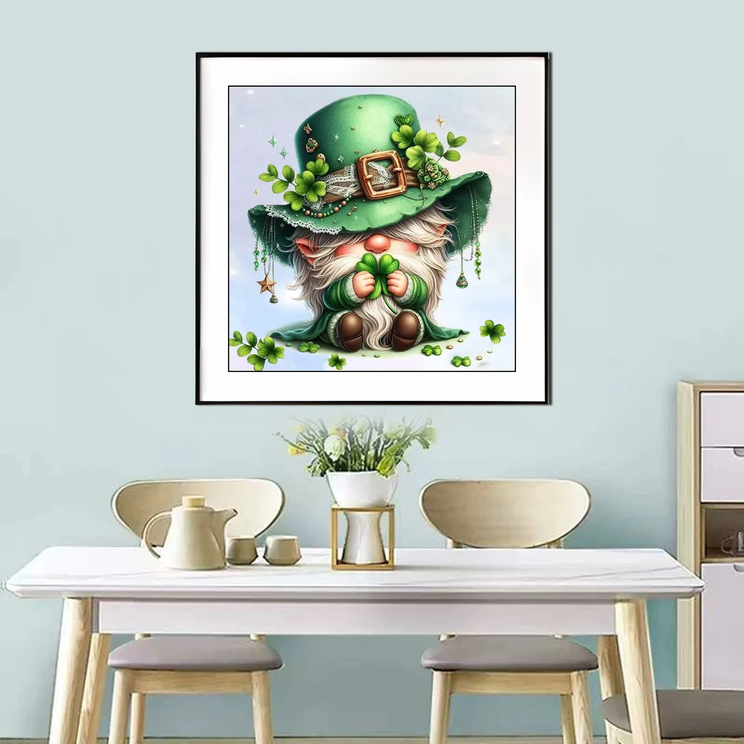 【新疆长绒棉绣布礼盒版】6802四叶草小矮人十字绣小格38*38厘米