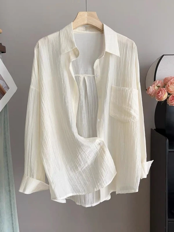 现货 夏季时尚时尚长袖女士防嗮衬衫休闲薄款宽松百搭上衣