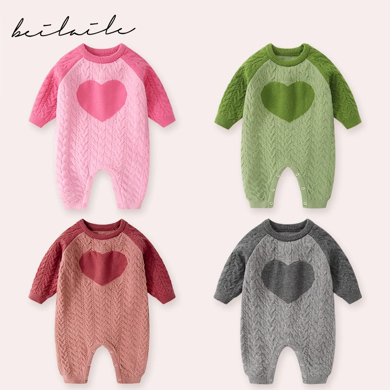 婴儿连体衣服秋冬毛衣女宝宝春秋套装女童毛衣春秋冬季新款针织衫