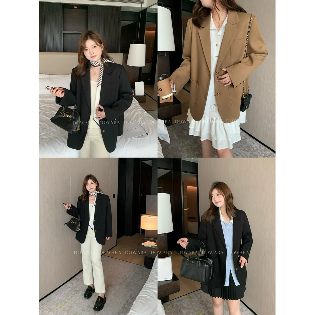 大婉酱微胖定制 高级感休闲西装外套女秋季小众显瘦百搭西服5431D