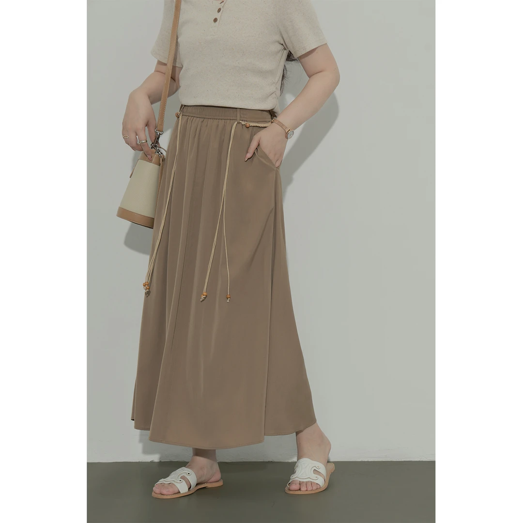 大婉酱微胖定制韩系设计感A字半身裙夏季高腰百搭松紧腰裙子4859D