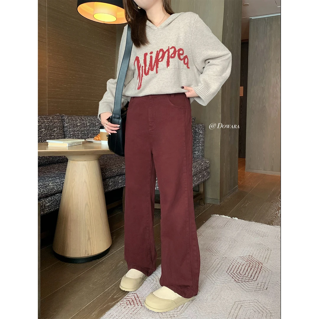 大婉酱微胖定制 休闲高腰纯棉宽松潮流感2024秋冬牛仔裤长裤7360D