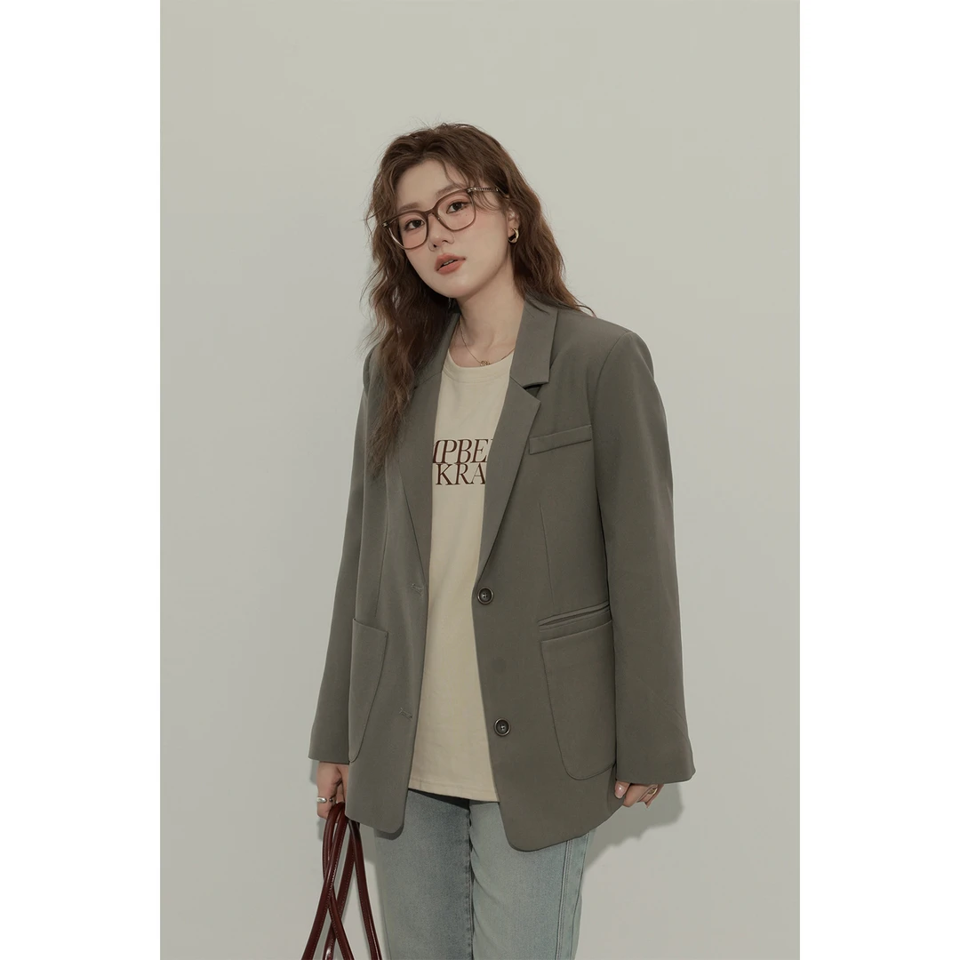 大婉酱微胖定制 设计感时尚休闲气质西服女廓形西装外套5174D