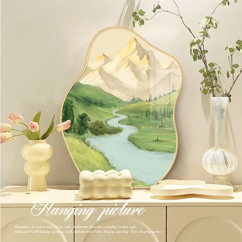 日照金山风景客厅桌面装饰画奶油风卧室挂画ins艺术餐厅摆画壁画