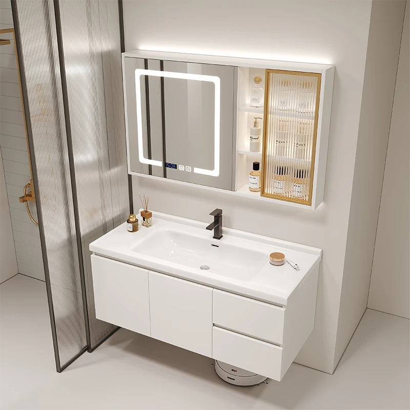 现代简约浴室柜陶瓷一体盆组合套装