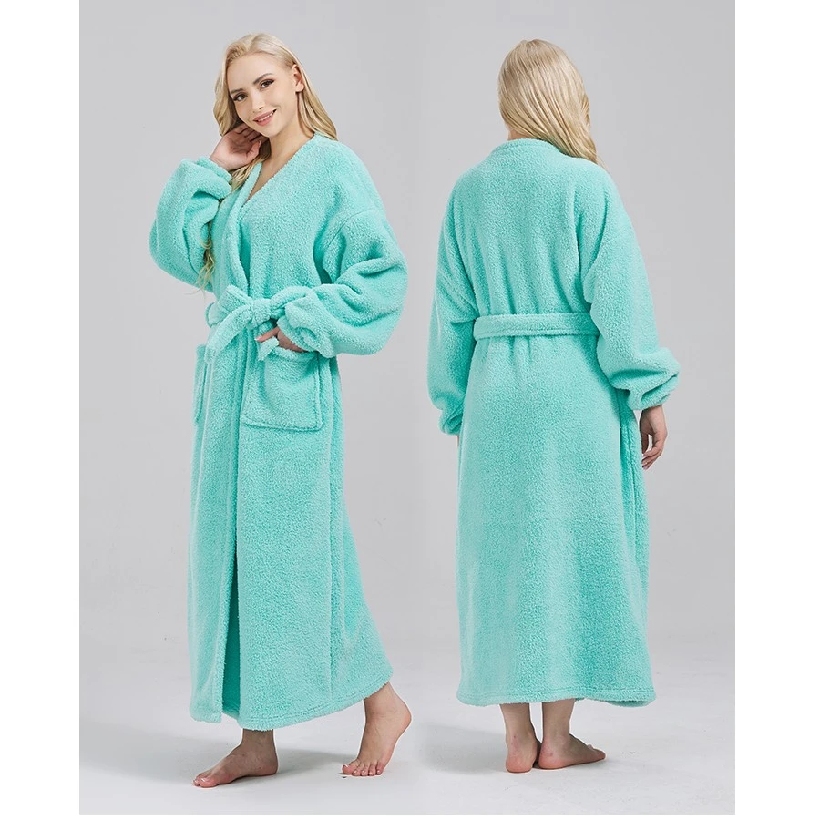 【BeautyTips】轻奢浴袍薄荷绿加厚男女加长欧美可外穿云朵浴袍睡衣