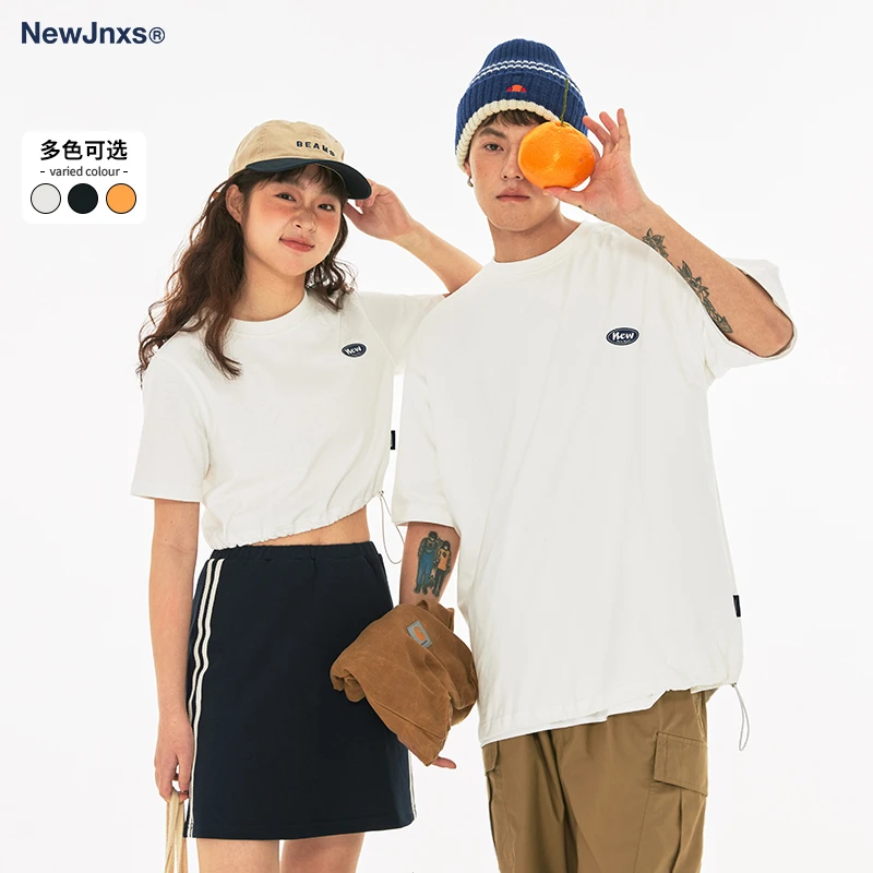 江南先生日系长短款logo印花短袖t恤男夏季新款情侣半袖JNXS6014