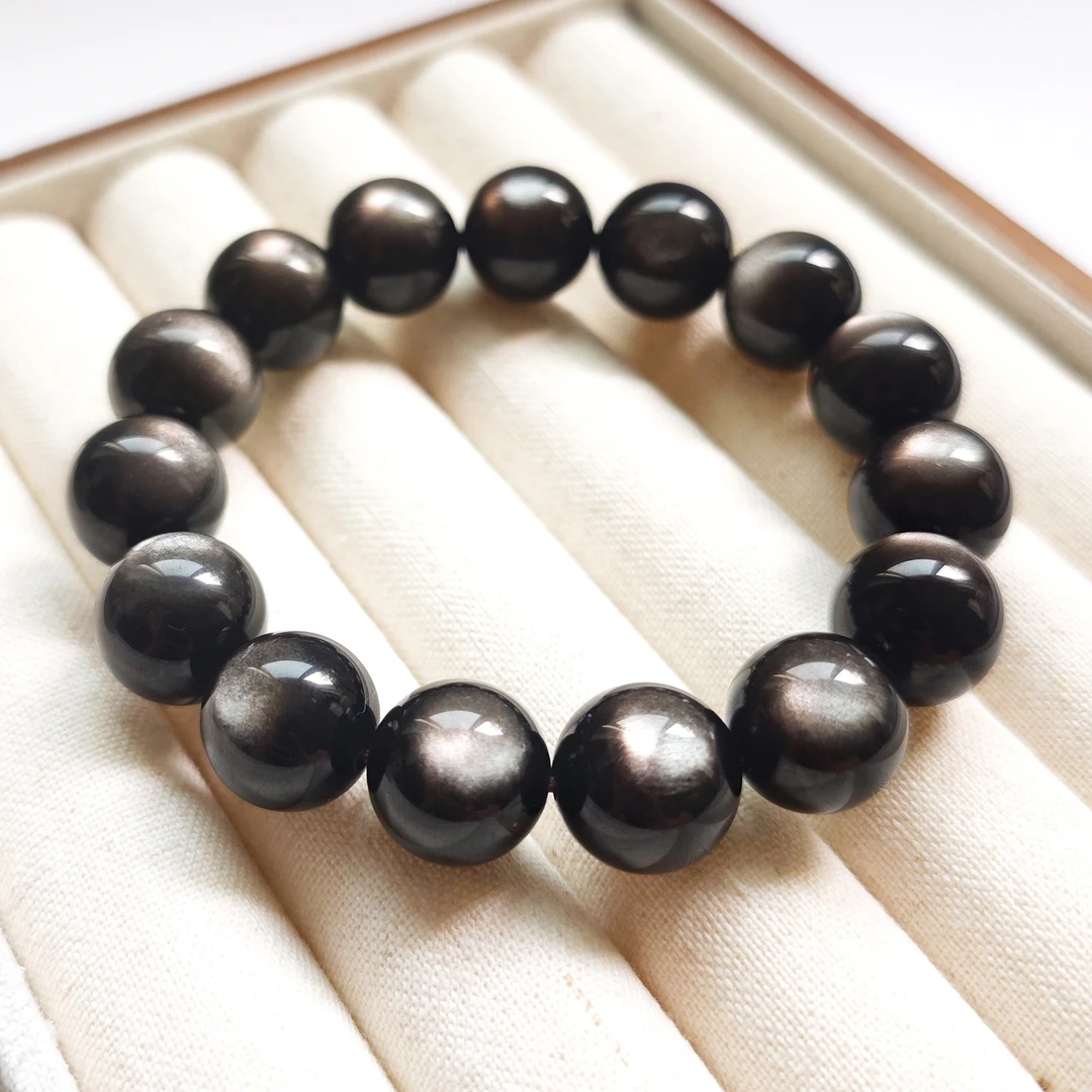 YYS02天然双眼银曜石手串单圈男女款黑曜石手串礼物多样性发一