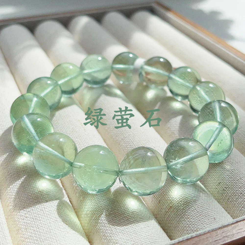 YS06天然绿萤石手串手链素圈绿色萤石单圈手串多样性发一