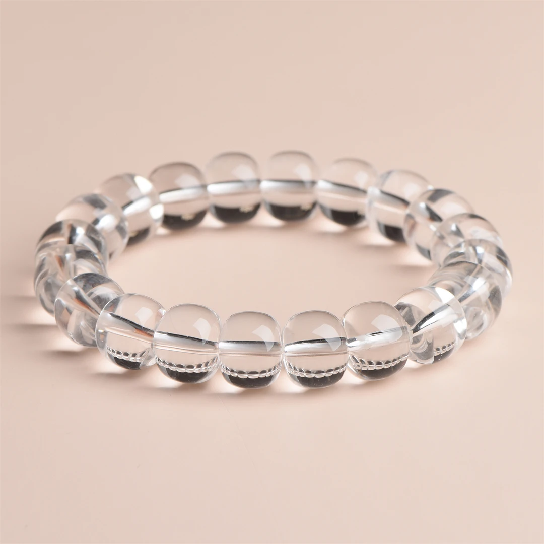 BS02天然高净体白水晶圆鼓珠手串手链男女同款送礼好物多样性发一