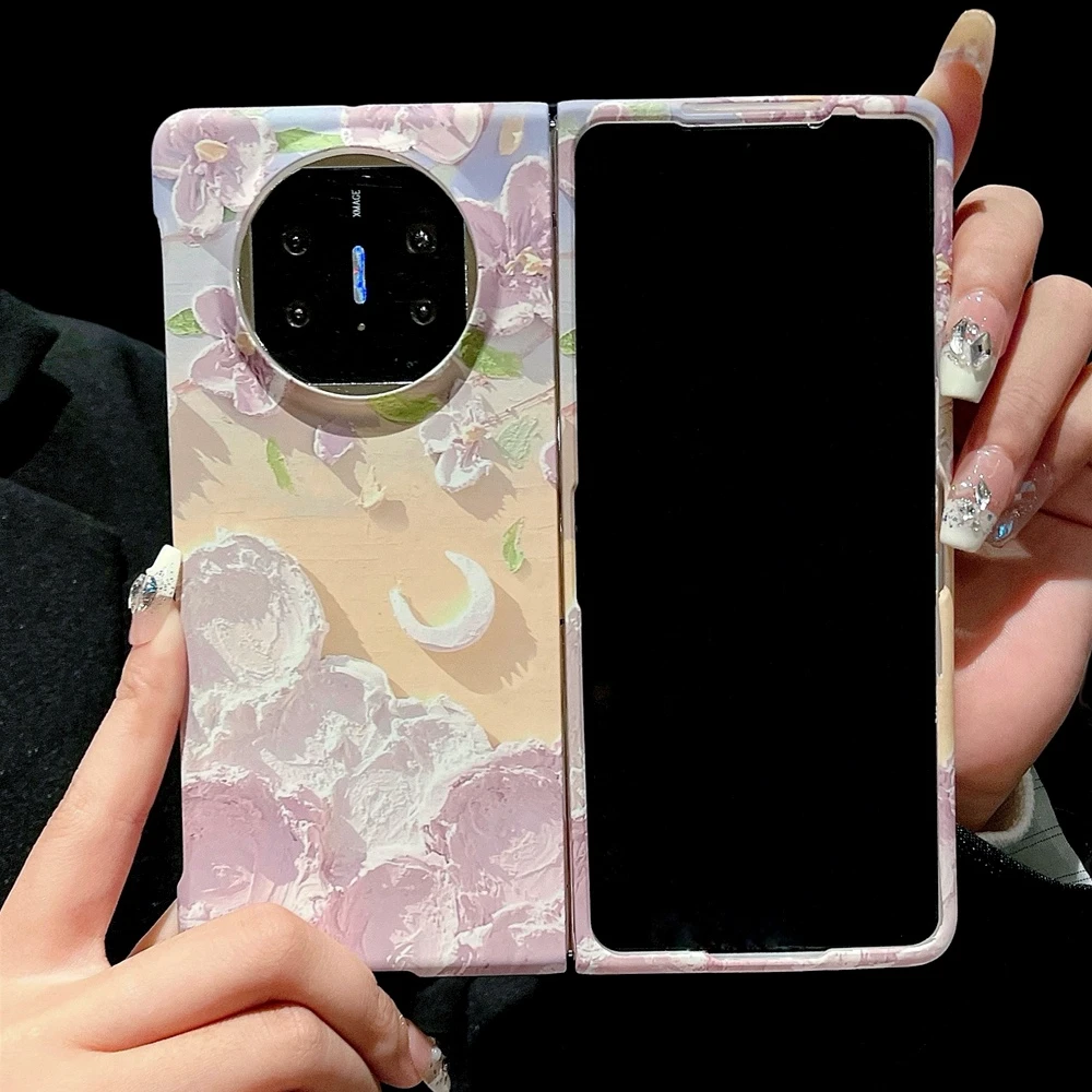 适用于华为matex6手机壳matex5折叠屏创意油画感小清新碎花保护套