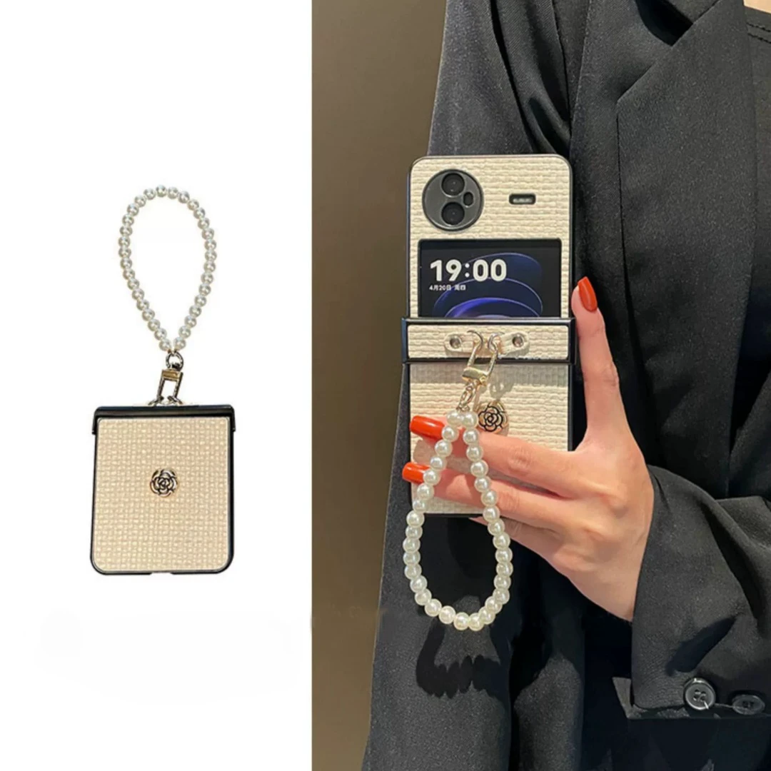 适用气质小香风适用VIVOXflip手机壳奢华高档编织纹折叠屏女手提