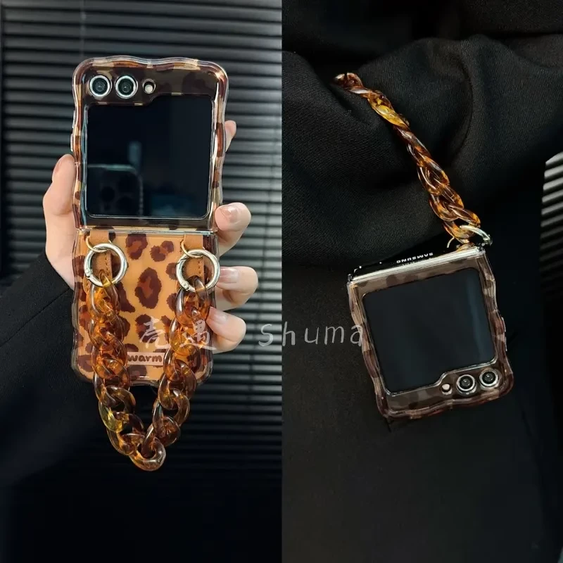 适用三星zflip6手机壳zflip5折叠屏秋冬欧美个性时尚豹纹女保护套