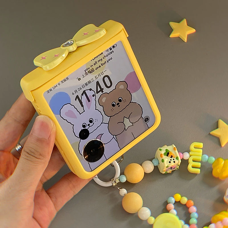 适用荣耀Magicvflip折叠手机壳小清新柠檬黄蝴蝶结铰链全包保护套