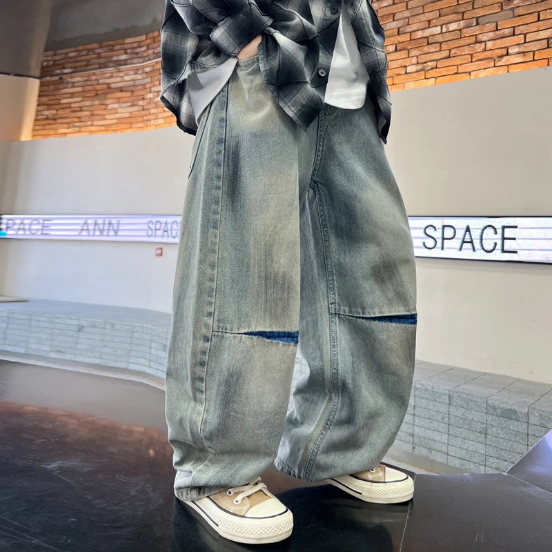 男童裤子2025新款春装儿童牛仔裤春秋款大童春季痞帅阔腿裤男孩潮