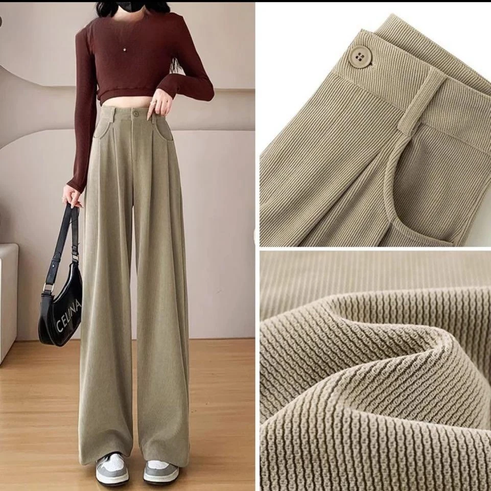 2024秋冬季新款宽松阔腿裤高腰时尚百搭垂感拖地时尚显瘦直筒裤女