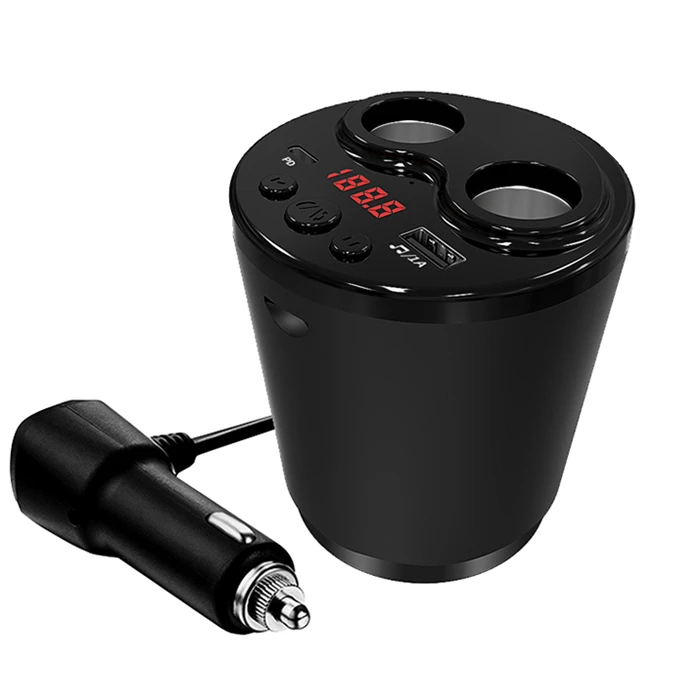 插卡车载mp3播放器蓝牙车充一拖二点烟器usb多功能汽车fm音乐杯式